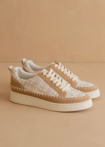 Camel Tweed Wrapped Low Top Sneaker
