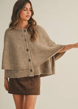 Load image into Gallery viewer, Button Closure Sweater Cape Cardigan
