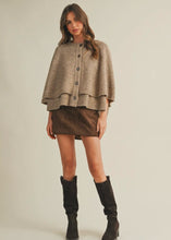 Load image into Gallery viewer, Button Closure Sweater Cape Cardigan
