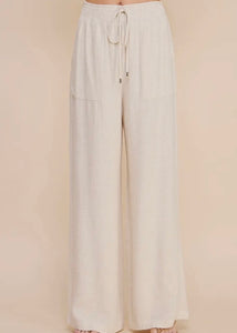 Natural Soft Linen Wide Leg Pants