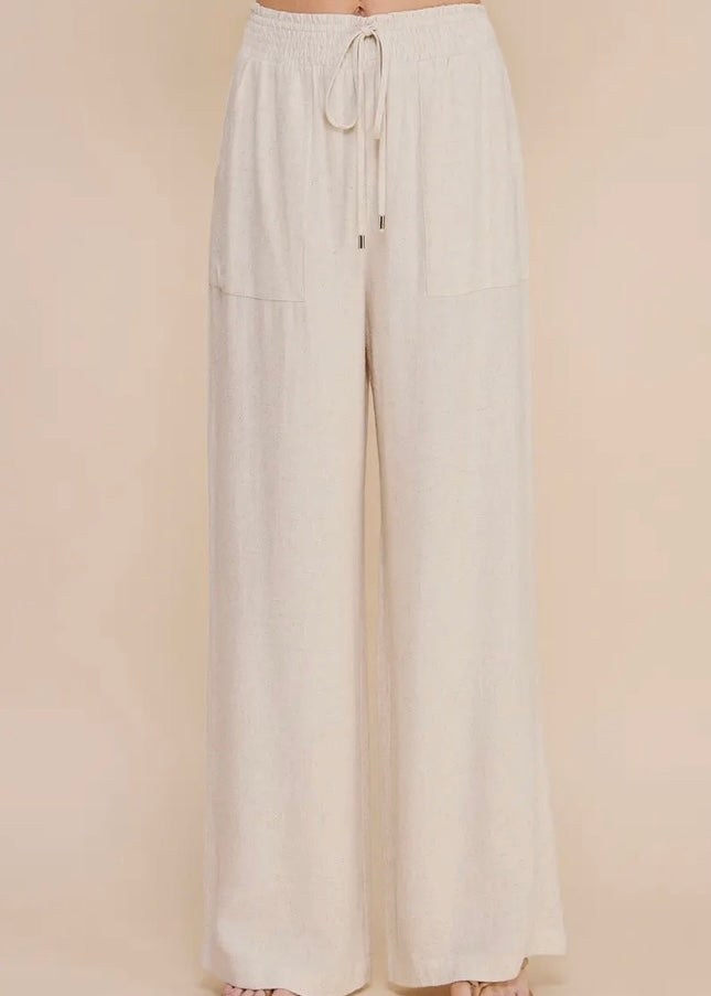 Natural Soft Linen Wide Leg Pants