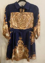 Load image into Gallery viewer, Printed Half Button Three Quarter Sleeve Shirt Dress
