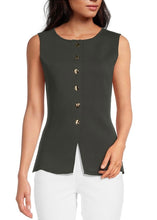 Load image into Gallery viewer, Olive Sleeveless Sweater Knit Peplum Top
