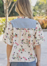 Load image into Gallery viewer, Floral &amp; Stripe Tassel Front Top
