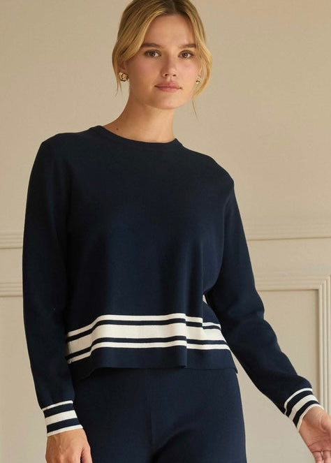 Navy Stripe Hem Sweater
