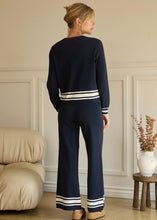 Load image into Gallery viewer, Navy Sweater Stripe Hem Pants
