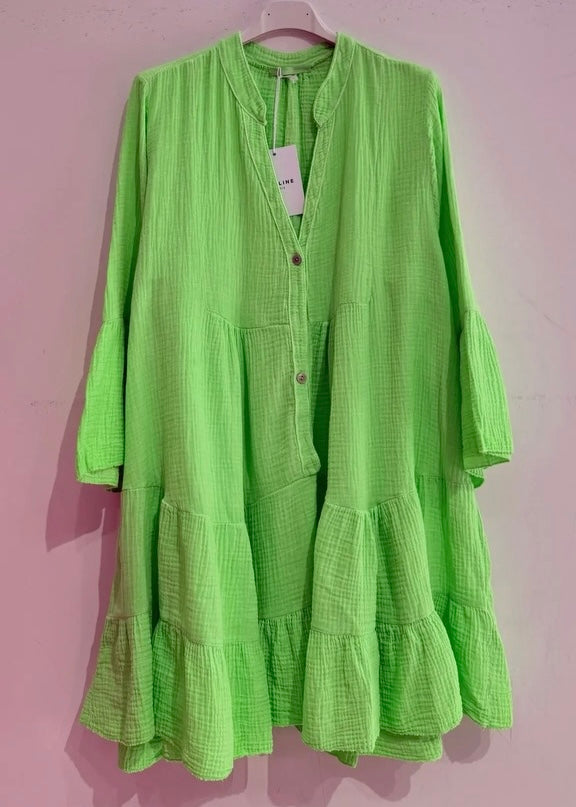 Neon Green Cotton Gauze Mini Dress Shop All Daye Neon Green Cotton Gauze Mini Dress Shop All Daye