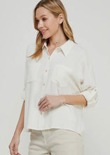 Load image into Gallery viewer, Off White Linen Blend Button Front Top
