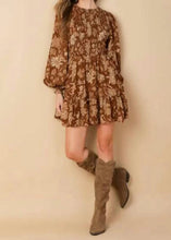 Load image into Gallery viewer, Brown Printed Woven Mini Dress

