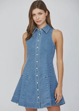 Load image into Gallery viewer, Stretch Denim Seamed Shirt Dress
