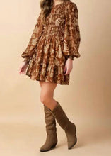 Load image into Gallery viewer, Brown Printed Woven Mini Dress
