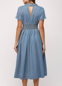 Front Button Denim Maxi Dress