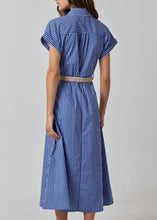 Load image into Gallery viewer, Royal Blue Striped Belted Maxi Dress
