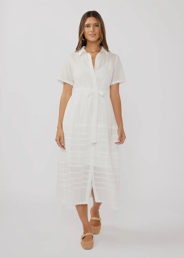 Lace Trimmed Button Down Cotton Midi Shirt Dress – Shop All Daye