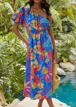 Load image into Gallery viewer, Printed One Shoulder Smocked Maxi Dress
