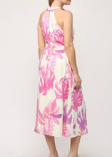 Load image into Gallery viewer, Pink Floral Belted Midi Dress
