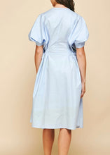 Load image into Gallery viewer, Pastel Blue Side Tie Midi Dress
