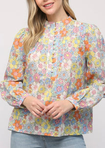 Floral Cotton Pintuck Shirt