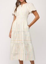 Load image into Gallery viewer, Cream Multi Shirred Waist Midi Dress
