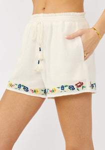 Summer Embroidered Drawstring Shorts