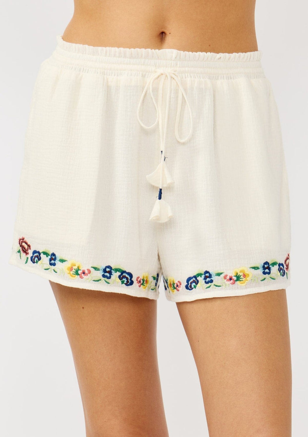 Summer Embroidered Drawstring Shorts