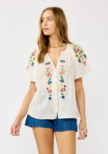 Load image into Gallery viewer, Summer Embroidered Split Neck Top
