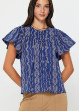 Load image into Gallery viewer, Embroidered Flutter Sleeve Blouse

