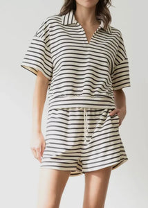 Charcoal Striped Casual Shorts