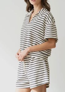 Charcoal Striped Casual Shorts
