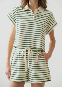 Green Stripe Knit Shorts