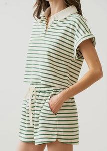Green Stripe Knit Shorts