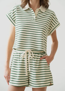 Green Striped Collard Shirt