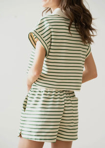 Green Stripe Knit Shorts