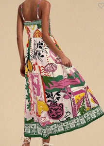 Printed Sleeveless Strap Dress