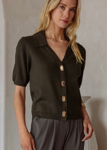 Load image into Gallery viewer, Knit Top With Gold Twist Lock Buttons
