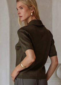 Knit Top With Gold Twist Lock Buttons