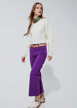 Load image into Gallery viewer, Purple Cropped Wide Leg Jeans
