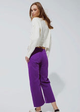 Load image into Gallery viewer, Purple Cropped Wide Leg Jeans
