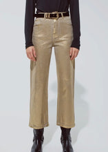 Load image into Gallery viewer, Gold Straight Leg Jeans With Metallic Glow
