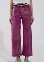 Load image into Gallery viewer, Magenta Wide Leg Jeans With Gold
