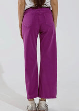 Load image into Gallery viewer, Magenta Wide Leg Jeans With Gold
