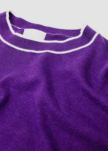 Purple Short Sleeve Sweater With Line Detail