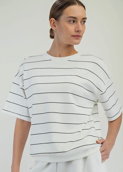Modal Stripe Crew Neck Top