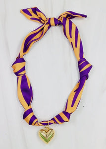 Purple & Gold Scarf Charm Necklace