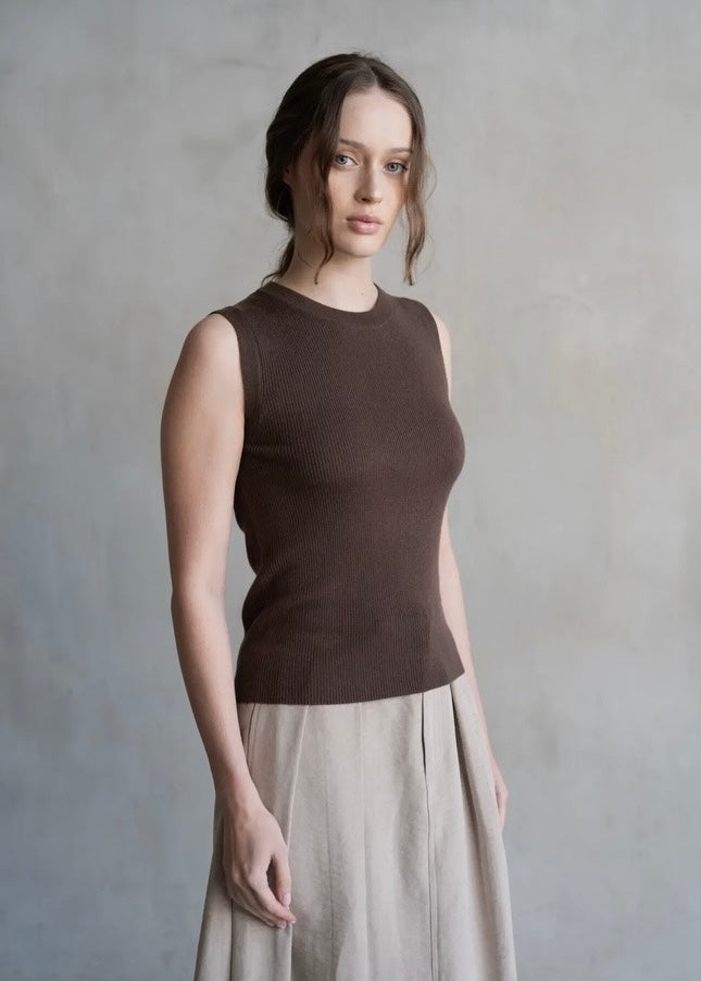 Brown Crewneck Sweater Vest