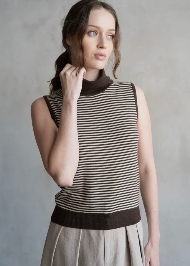 Striped Turtleneck Sweater Vest