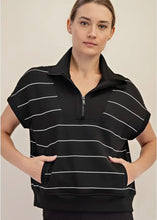 Load image into Gallery viewer, Black Modal Stripe Quarter Zip Top
