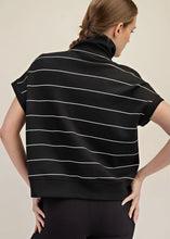 Load image into Gallery viewer, Black Modal Stripe Quarter Zip Top
