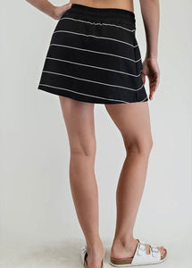 Black Modal Stripe Skort