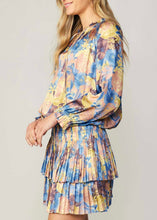 Load image into Gallery viewer, Blue Floral Pleated Mini Dress
